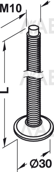 Опора винтовая регулируемый М10*90мм оцинкованная 637.02.036 Hafele / 49706 / оптом и в розницу / мебельная фурнитура "ЛАВР"