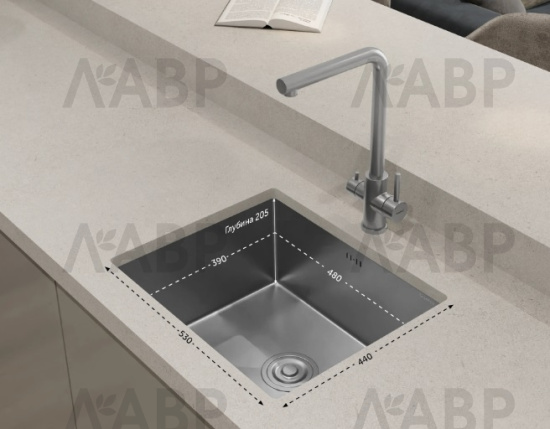 мойка GranFest Metal 5344 врезная 530*440*215*1мм / 662077 / оптом и в розницу / мебельная фурнитура "ЛАВР"