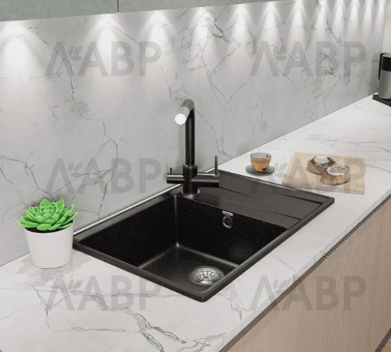 мойка мраморная GranFest Level 760L черный 760*500*200 мм / 662028 / оптом и в розницу / мебельная фурнитура "ЛАВР"