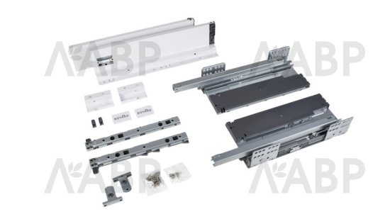 СТАРТ выдвижной ящик PUSH+SOFT тонкий 86*350мм, белый SB38W.1/350 / 709643 / оптом и в розницу / мебельная фурнитура "ЛАВР"