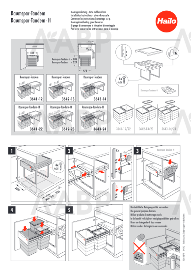 контейнер д/отходов SPACE SAVING в базу 400мм, 2*18л, пластик,серый /3641-12 / 16449 / оптом и в розницу / мебельная фурнитура "ЛАВР"