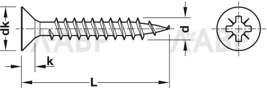 шуруп HOSPA потай оцинк. 4,0*30мм/017.31.862 / 49125 / оптом и в розницу / мебельная фурнитура "ЛАВР"