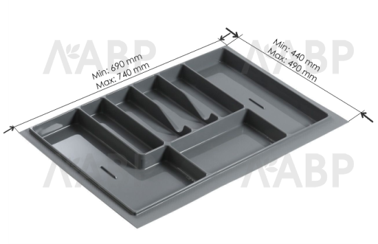 Лоток для столовых приборов 800мм пластик серый / 14066 / оптом и в розницу / мебельная фурнитура "ЛАВР"