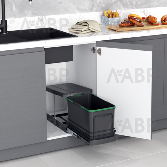 контейнер д/отходов STARAX Small Busket 16л.в базу 400мм(260*440*300),антрацит/ S-2573-A / 16531 / оптом и в розницу / мебельная фурнитура "ЛАВР"