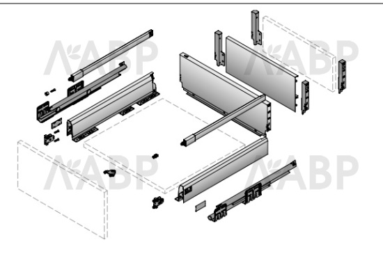 Комплект продольных прямоугольных рейлингов 450мм для ящика ArciTech антрацит 9150516 Hettich / 97040 / оптом и в розницу / мебельная фурнитура "ЛАВР"