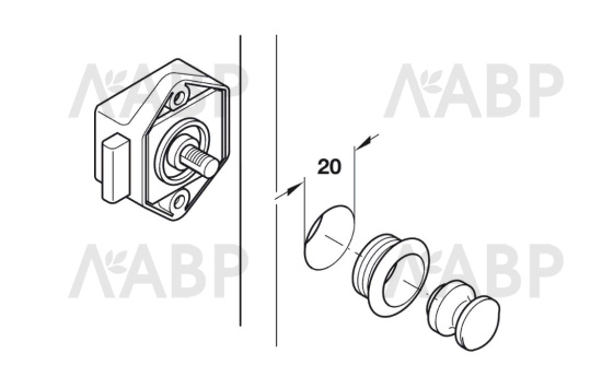 #накладной замок-задвижка для Push-Lock Mini, никелированный матовый/211.61.604 / 94187 / оптом и в розницу / мебельная фурнитура "ЛАВР"