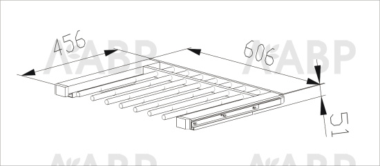 гардероб Аристо/460/вешалка для брюк выдвижная с доводчиком L=607, массив темное дерево WD0362.VP060 / 29562 / оптом и в розницу / мебельная фурнитура "ЛАВР"