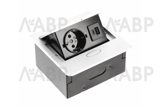 удлинитель GTV врезной  AVARO, 1 розетка, USB (A+C), кабель 1,5м, белый/AE-PB1SAVA-10N / 16606 / оптом и в розницу / мебельная фурнитура "ЛАВР"