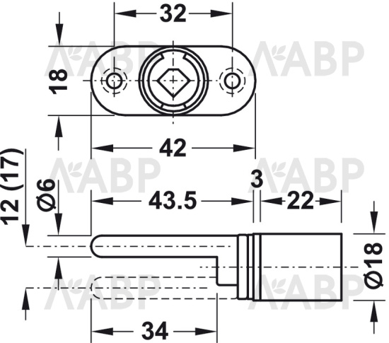 Замок центральный поворотный 234.98.600 Hafele / 49666 / оптом и в розницу / мебельная фурнитура "ЛАВР"