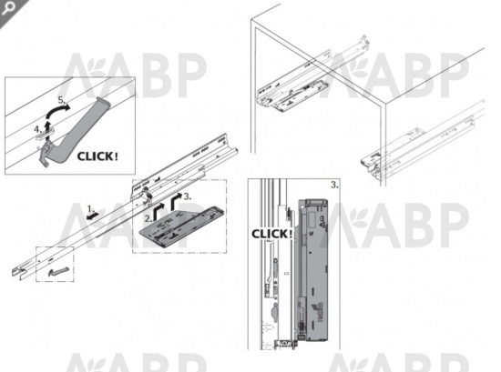 Комплект механизма Push to open Silent на 10кг для ящика AvanTech You 9257890 Hettich / 37977 / оптом и в розницу / мебельная фурнитура "ЛАВР"