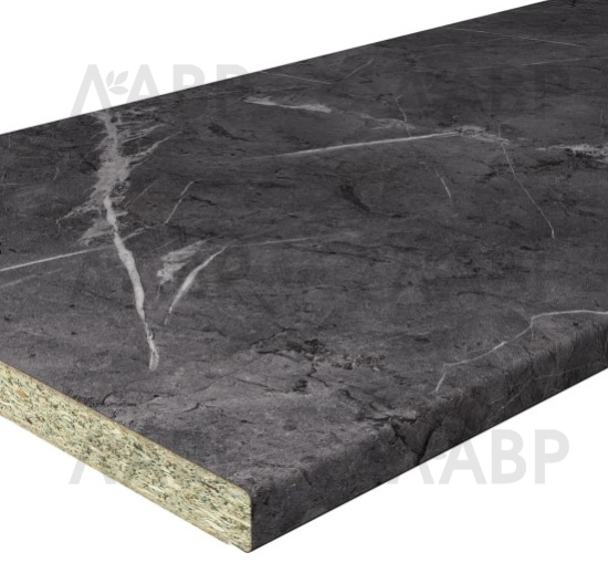 столешница СОЮЗ 600*3050*38*1R*2343М мрамор лацио черный / 90162 / оптом и в розницу / мебельная фурнитура "ЛАВР"