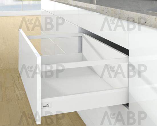 Выдвижной ящик InnoTech Atira с релингом 176*520мм белый 92300061 Hettich / 97086 / оптом и в розницу / мебельная фурнитура "ЛАВР"