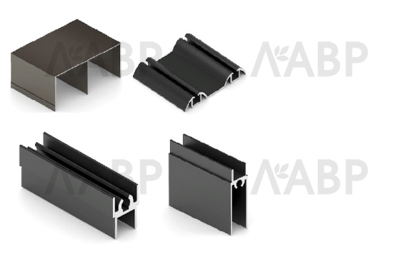 Комплект горизонтальных профилей для шкафа-купе 3,6м черный матовый (рамка верх-низ, направляющая верх-низ) Aristo Стандарт / 92166 / оптом и в розницу / мебельная фурнитура "ЛАВР"