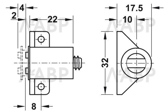 Защелка магнитная под прикручивание на 3-4кг коричневая 246.09.103 Hafele / 49966 / оптом и в розницу / мебельная фурнитура "ЛАВР"
