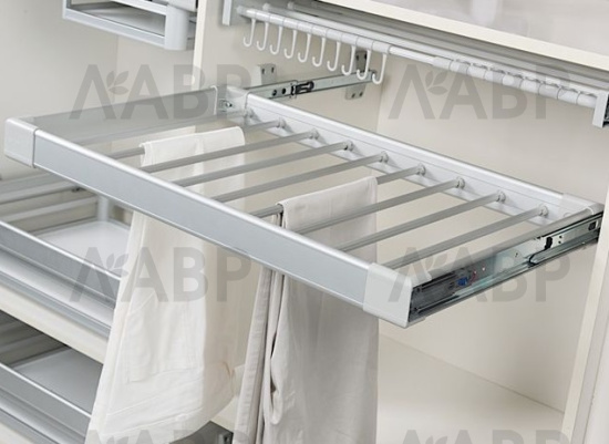 выдвижная вешалка для брюк STARAX,универс. крепл., с довод. 400 мм(350-380х470х95),серый/S-6201-G / 25761 / оптом и в розницу / мебельная фурнитура "ЛАВР"