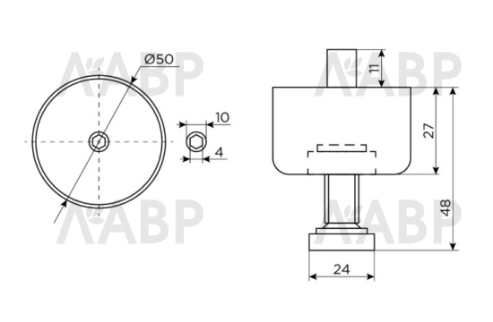 опора регулируемая D50/H27, черный /К (500шт) / 10052-1 / оптом и в розницу / мебельная фурнитура "ЛАВР"