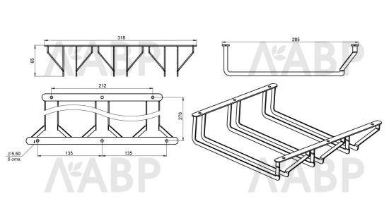 Держатель для бокалов и фужеров тройной черный GH 003.295.900  / 18060 / оптом и в розницу / мебельная фурнитура "ЛАВР"