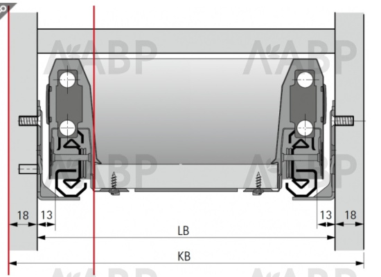 Комплект направляющих Actro для ящиков ArciTech с доводчиком 450мм 9240891 Hettich / 97044 / оптом и в розницу / мебельная фурнитура "ЛАВР"