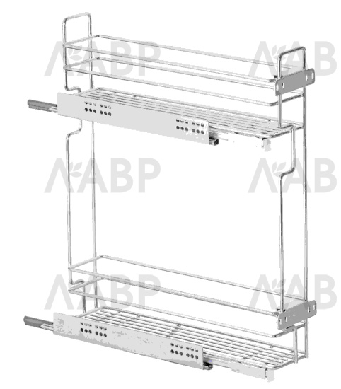 Бутылочница 150мм Квадро левая 100*530*450мм БЕЗ направляющих хром / 25337 / оптом и в розницу / мебельная фурнитура "ЛАВР"