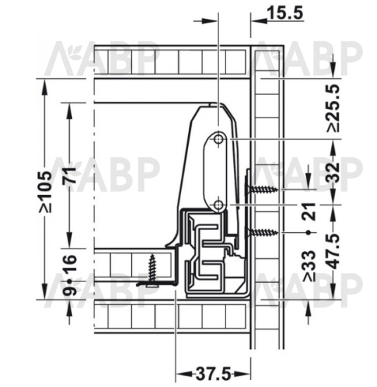 #Matrix Box S* ящик 84*300мм, 35кг, soft-close, серый/552.56.691 / 94229 / оптом и в розницу / мебельная фурнитура "ЛАВР"