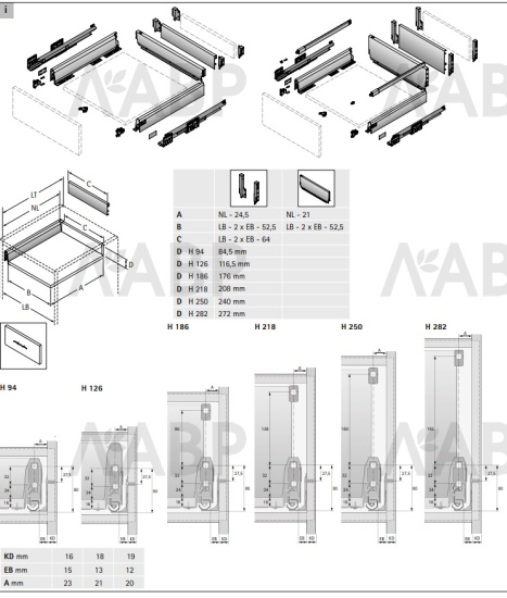 Выдвижной ящик ArciTech с релингом 186/94*500мм,БЕЗ направляющих серебристый 9150703 Hettich / 97407 / оптом и в розницу / мебельная фурнитура "ЛАВР"