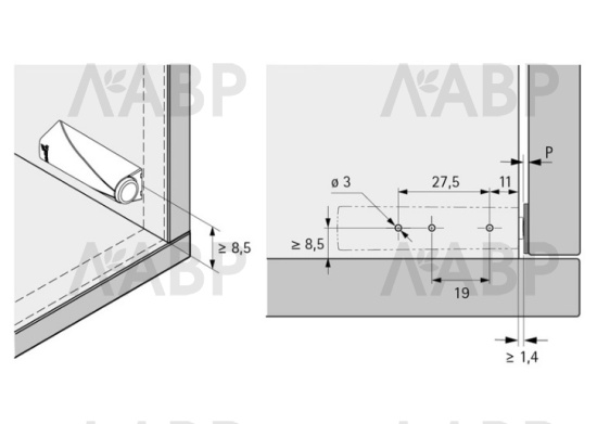Хеттих/механизм Push to open magnet д/петель, под прикручив, короткий ход, светло-серый(25)/9375968  / 37661-1 / оптом и в розницу / мебельная фурнитура "ЛАВР"