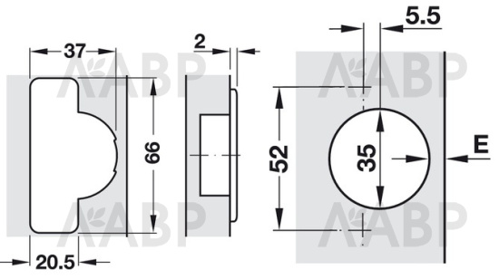 Петля мебельная накладная Duomatic Standard 120 градусов с доводчиком 329.03.640 Hafele / 49795 / оптом и в розницу / мебельная фурнитура "ЛАВР"