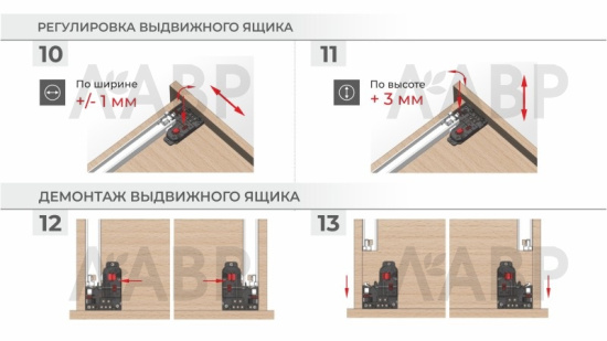направляющие 100% скрытого монтажа push-open 500 мм/DB8785Zn/500 / 709628 / оптом и в розницу / мебельная фурнитура "ЛАВР"
