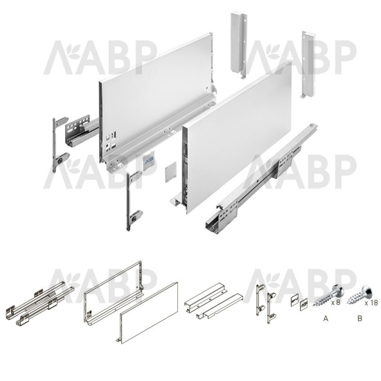 ящик GTV AXIS PRO 200*450мм, доводчик, 40кг, белый/PB-AXISPRO-KPL450D1 / 09532 / оптом и в розницу / мебельная фурнитура "ЛАВР"