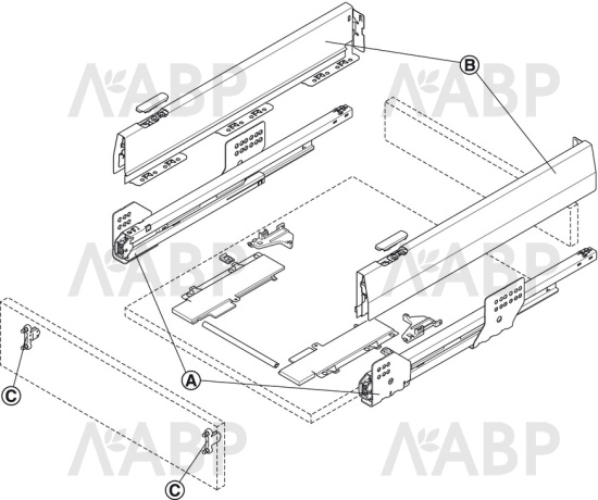 Выдвижной ящик Matrix Box 92*500мм Push-to-Open + Soft-Close белый 513.30.705 Hafele / 49844 / оптом и в розницу / мебельная фурнитура "ЛАВР"