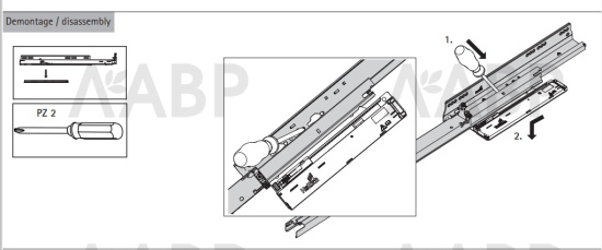 Комплект механизма Push to open Silent на 40кг для ящика AvanTech You 9257892 Hettich / 97252 / оптом и в розницу / мебельная фурнитура "ЛАВР"
