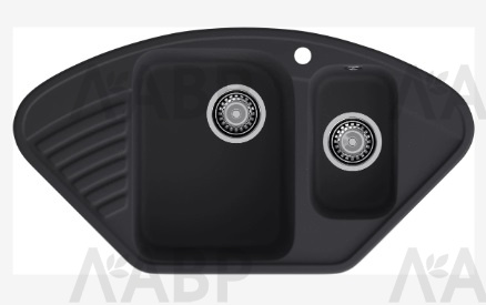 мойка кварцевая угловая GranFest QUARZ 14, черный, 927*497*180 мм(без сифона) / 662071 / оптом и в розницу / мебельная фурнитура "ЛАВР"