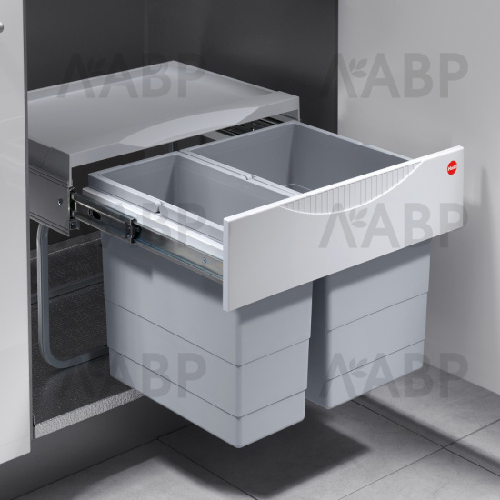 контейнер д/отходов SPACE SAVING в базу 500мм, 2 емкости 1*18л/1*12л, пластик,серый /3644-70 / 16448 / оптом и в розницу / мебельная фурнитура "ЛАВР"