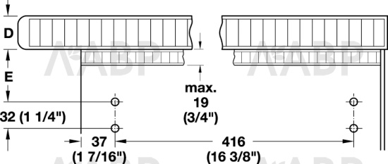 Гладильная доска выдвижная IRONFIX (монтаж в ящик) цвет алюминий 568.60.723 Hafele / 94067 / оптом и в розницу / мебельная фурнитура "ЛАВР"