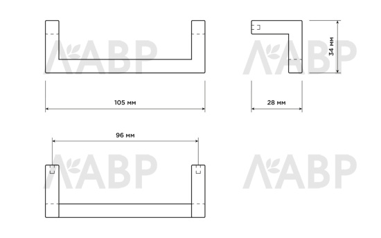 ручка скоба Laurus RPO ZA2773 96мм черный матовый MBK / 519189 / оптом и в розницу / мебельная фурнитура "ЛАВР"