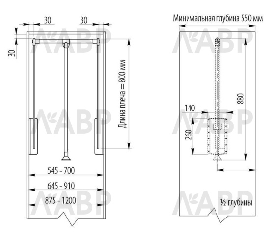 Пантограф масляный 545-700мм сталь/черный PG-ST4560-20 GTV / 16309 / оптом и в розницу / мебельная фурнитура "ЛАВР"