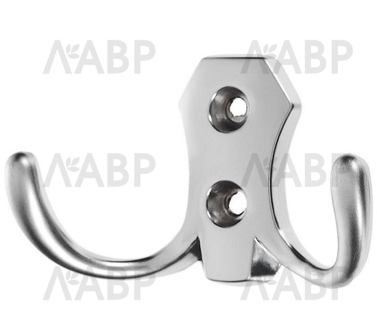 Крючок мебельный двухрожковый выпуклый хром 702/81969S / 07050 / оптом и в розницу / мебельная фурнитура "ЛАВР"