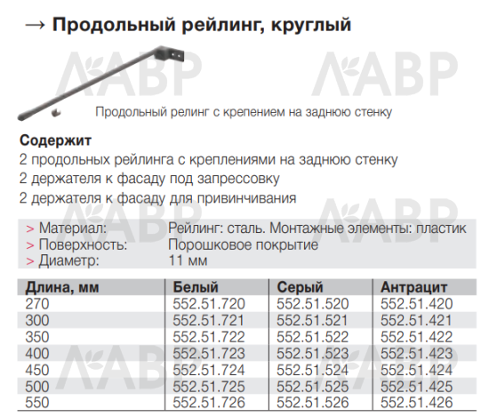 Комплект продольных круглых рейлингов для выдвижных ящиков Matrix Box 400мм серый 552.51.523 Hafele / 94149 / оптом и в розницу / мебельная фурнитура "ЛАВР"
