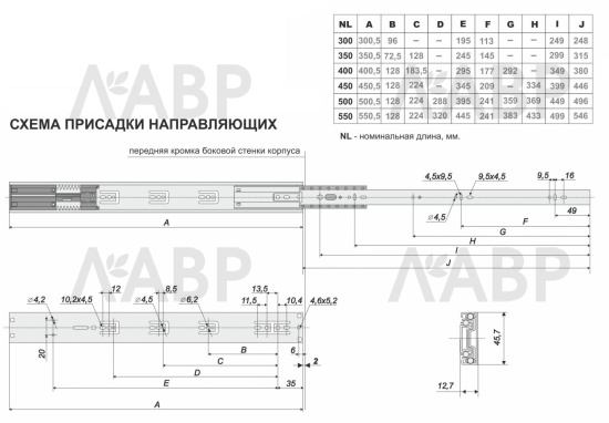 Направляющие шариковые полного выдвижения Satellite с доводчиком 400мм DB4505Zn/400 Boyard / 709379 / оптом и в розницу / мебельная фурнитура "ЛАВР"