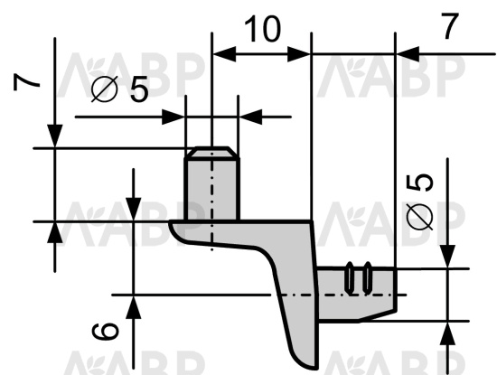 полкодержатель угловой никель со штырем 1000шт/5000шт / 13010-1 / оптом и в розницу / мебельная фурнитура "ЛАВР"