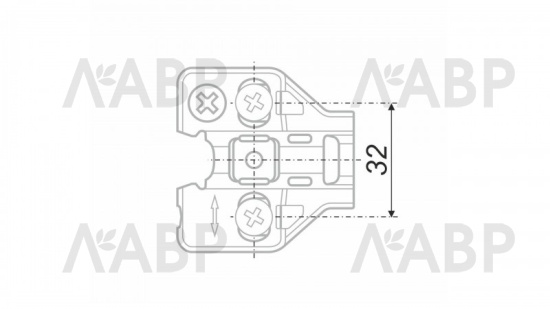 планка Боярд для петли H316 NEO HIT h=2 трапециевидная с эксц. рег. c евровинтом / H5132 / 711257 / оптом и в розницу / мебельная фурнитура "ЛАВР"