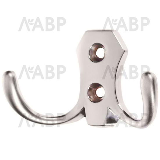 Крючок мебельный двухрожковый сатиновый хром K203SC.2 Boyard / 707065-2 / оптом и в розницу / мебельная фурнитура "ЛАВР"