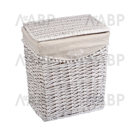 Корзина бельевая прямоугольная "Колокольчик" размер XL из лозы ивы белая вертикальная / 79017 / оптом и в розницу / мебельная фурнитура "ЛАВР"