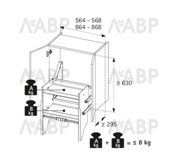 Хеттих/механизм для опускания полки Arti 900мм, 2 уровня, антрацит / 9382273 / 97847 / оптом и в розницу / мебельная фурнитура "ЛАВР"