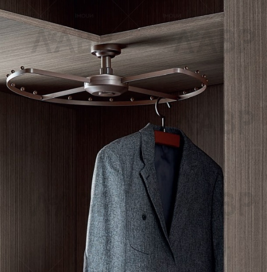 Nuomi/поворотная круговая вешалка для одежды Ralphie Φ520*H125mm серый / 6111700 / 86031 / оптом и в розницу / мебельная фурнитура "ЛАВР"