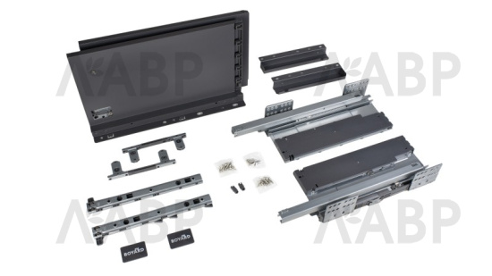 СТАРТ выдвижной ящик PUSH+SOFT тонкий 199*450мм, графит SB41GRPH.1/450 / 709646-1 / оптом и в розницу / мебельная фурнитура "ЛАВР"