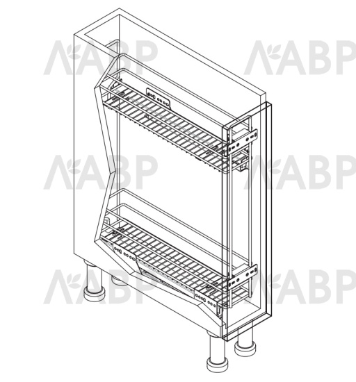 Бутылочница 200мм универсальная с доводчиком БЕЗ направляющих, хром Kalibra / 25484 / оптом и в розницу / мебельная фурнитура "ЛАВР"