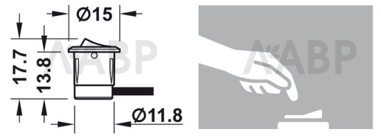 Выключатель кнопочный LOOX врезной пластиковый черный 833.89.106 Hafele / 49919 / оптом и в розницу / мебельная фурнитура "ЛАВР"