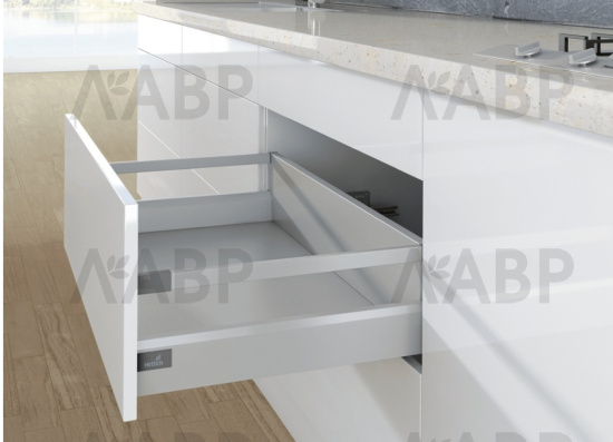 Выдвижной ящик ArciTech с релингом 186/94*500мм,БЕЗ направляющих серебристый 9150703 Hettich / 97407 / оптом и в розницу / мебельная фурнитура "ЛАВР"