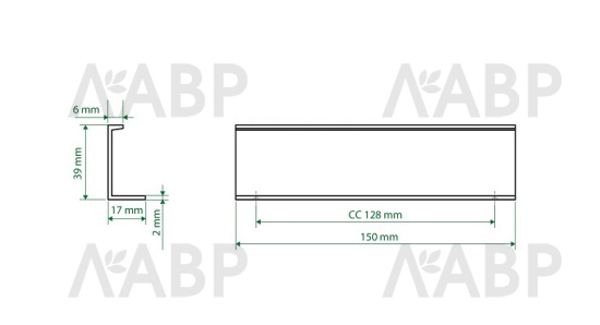 TDM ручка-торцевая FP525G-128мм, золото брашированное (20/200) / 39832-1 / оптом и в розницу / мебельная фурнитура "ЛАВР"